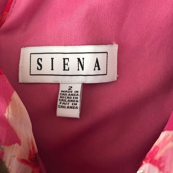 Siena Dress Women Sizes 2, 8 & 10 Pink Floral Long Sleeve Maxi O-Ring V-Neck NWT - Picture 12 of 16
